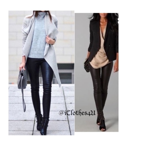 Just In Black Vegan Leather Leggings - Picture 4 of 5